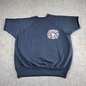 Vintage Pannill Paterson FD Fire Dept Sweatshirt Mens XL Navy Blue Cut Sleeve